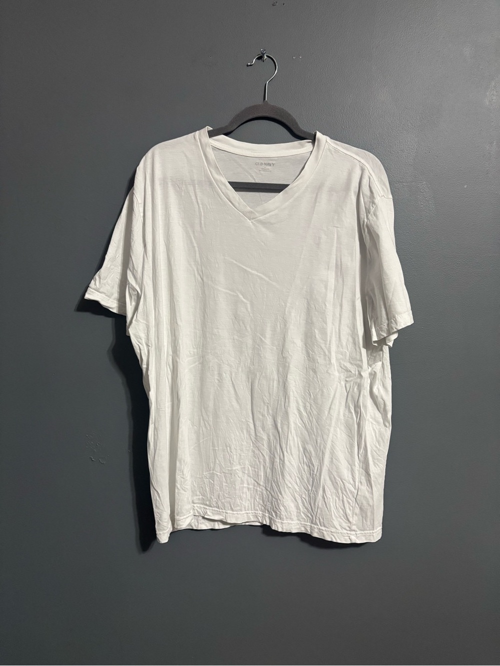 Old navy 100% cotton basic white short sleeve v-neck neutral tee shirt womens XL